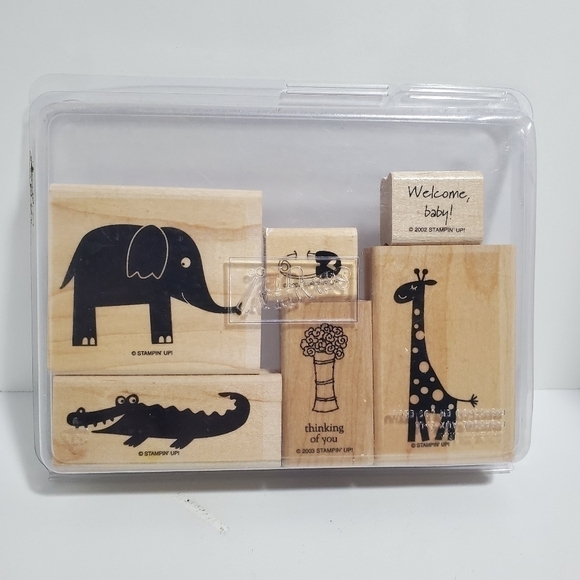 Stampin up assorted set 6 stamps animal baby floral shower card making scrapbook - Picture 1 of 6